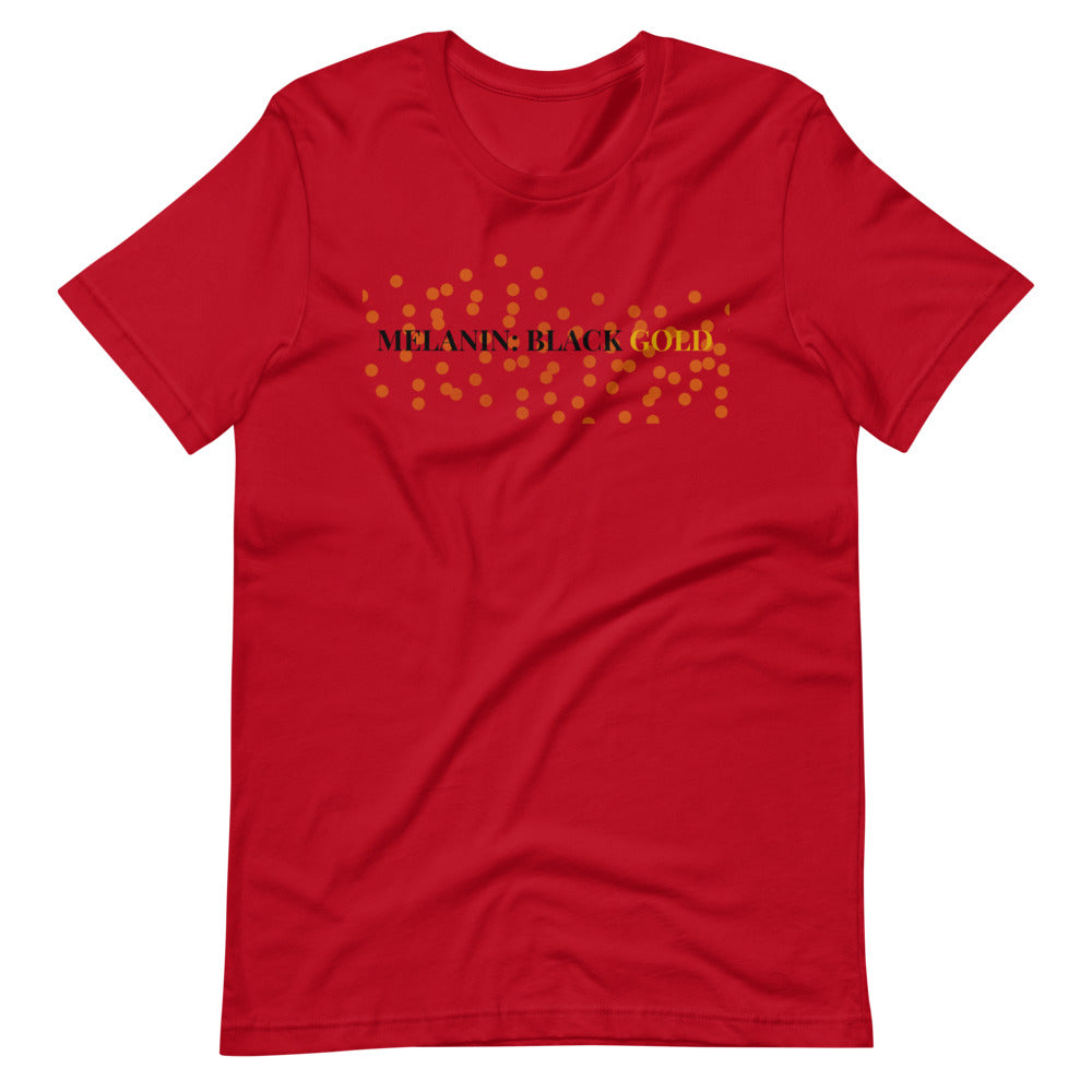 Melanin: Black Gold T-Shirt (Red) by Crowned Us