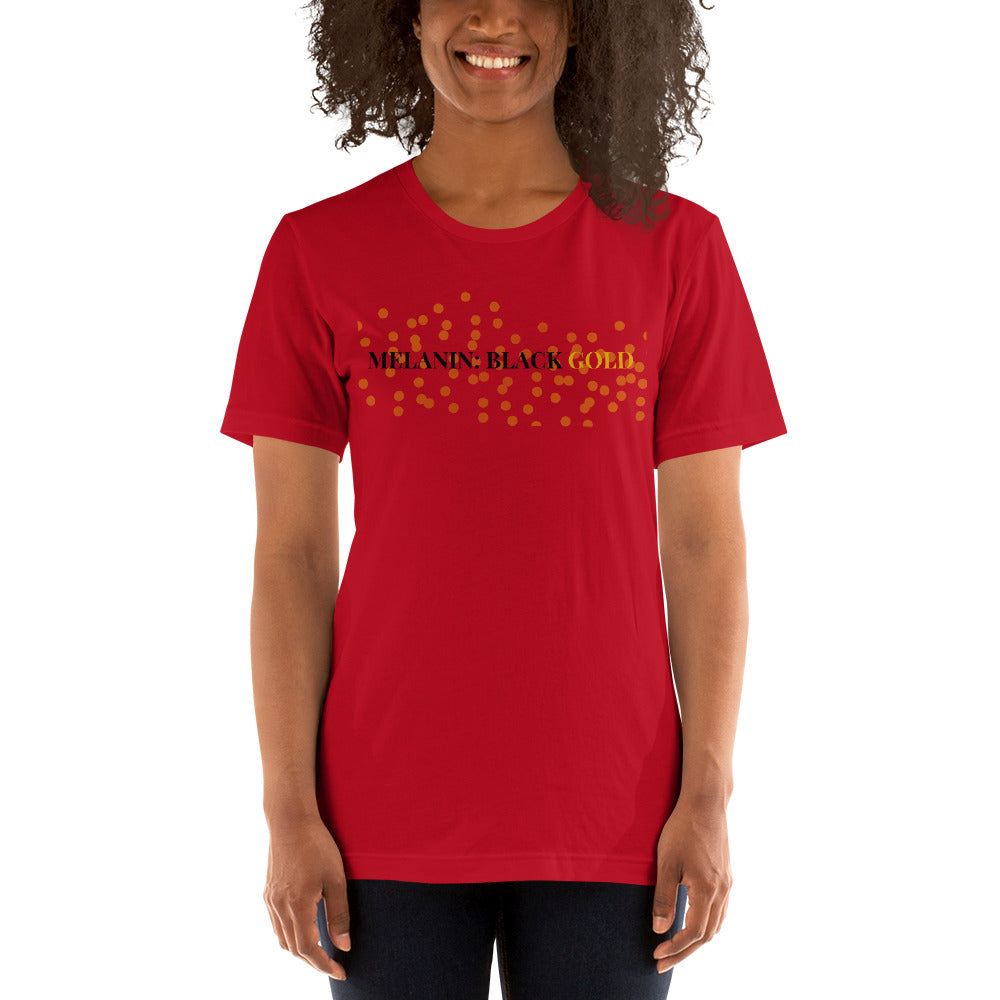 Melanin: Black Gold T-Shirt (Red) by Crowned Us