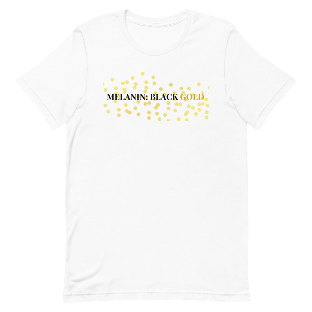 Melanin: Black Gold T-Shirt (White) by Crowned Us